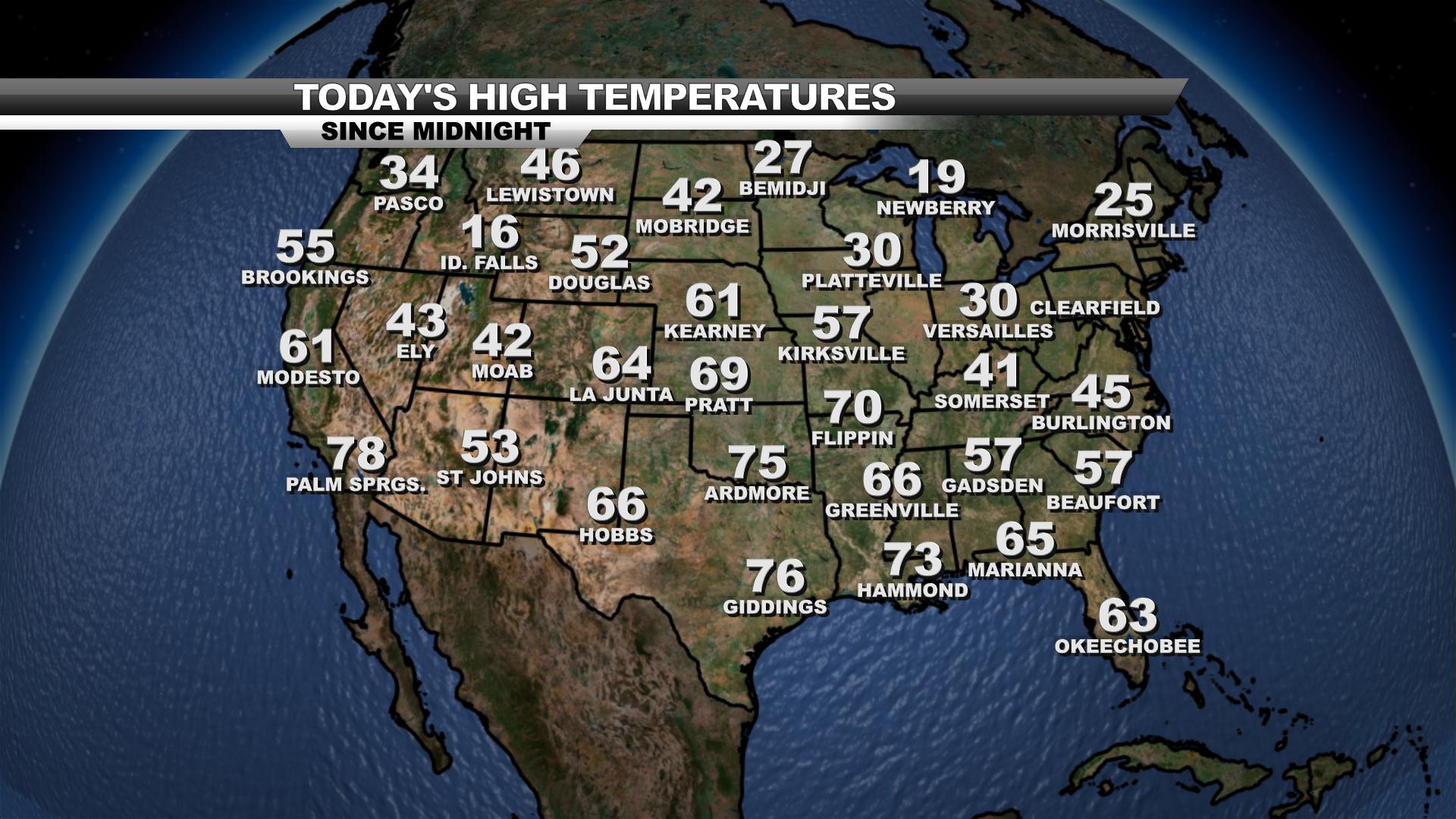Canada current temperatures