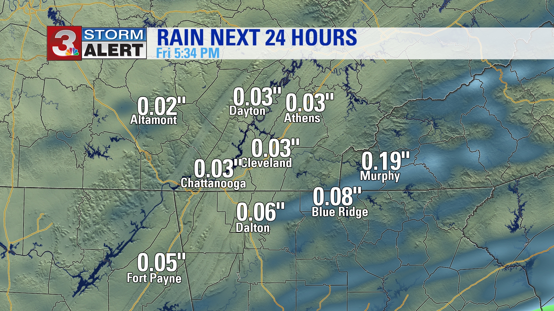 Rainfall next 24 hrs